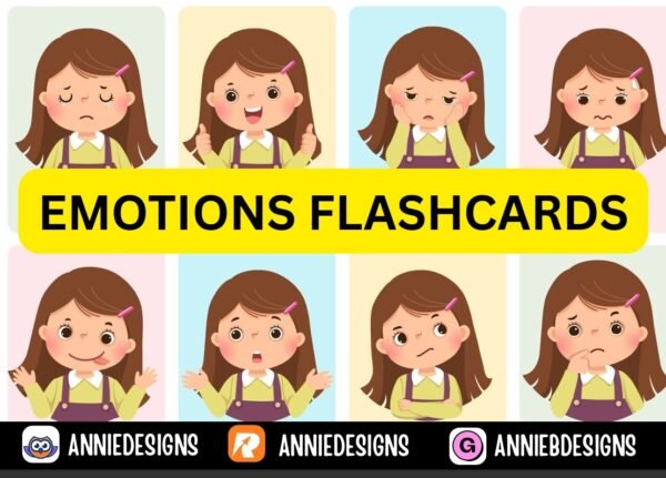 Emotions Flashcards – Printable SEL Resource | By Annie Bustillos @anniedesigns