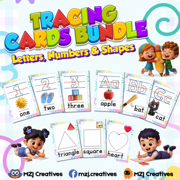 Tracing Cards Bundle – Letters, Numbers & Shapes | MZJ Creatives