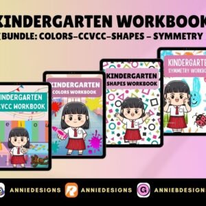 Kindergarten Workbook Bundle (Colors,CCVCC,Shapes & Symmetry) | By: Annie Bustillos @anniedesigns