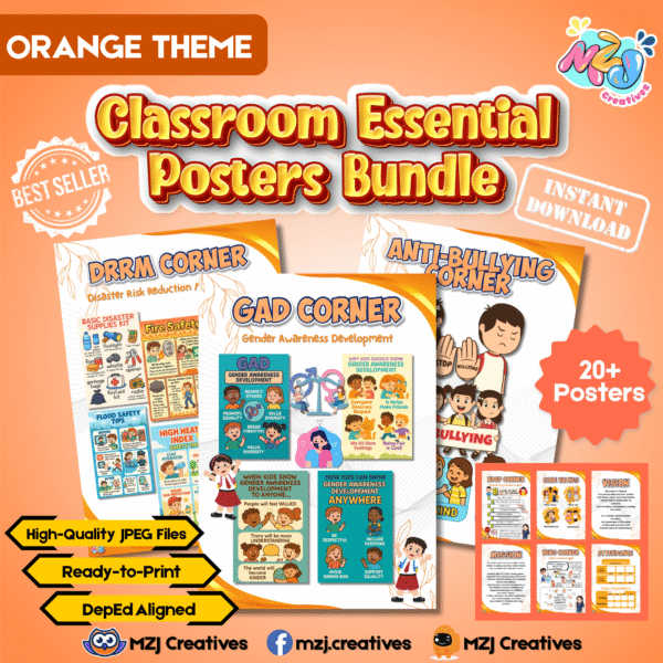 Classroom Essential Posters Bundle – Orange Theme | 20+ DepEd Aligned Printable Posters for Teachers