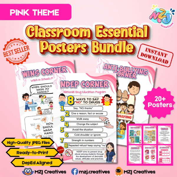 Classroom Essential Posters Bundle – Pink Theme | 20+ DepEd Aligned Printable Posters for Teachers