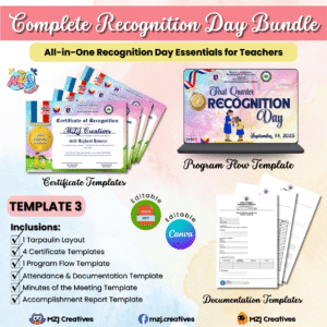 Template 3 – Pastel Sky-Themed Recognition Day Certificate Template with Medal Design