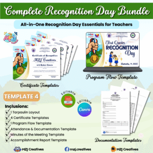 Template 4 – Cartoon Hand Medal Recognition Day Certificate Template – DepEd Inspired Layout