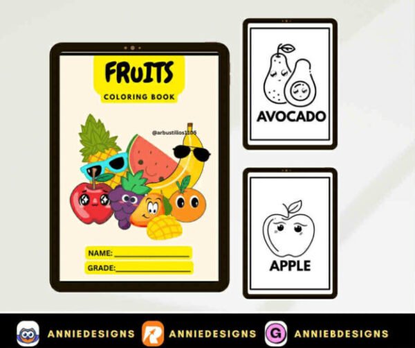 FREEBIE - Fruits Coloring Book (15pages printables | By: Annie Bustillos @anniedesigns