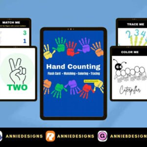 Hand Counting Flash Cards (20pages printables) | By: Annie Bustillos @anniedesigns