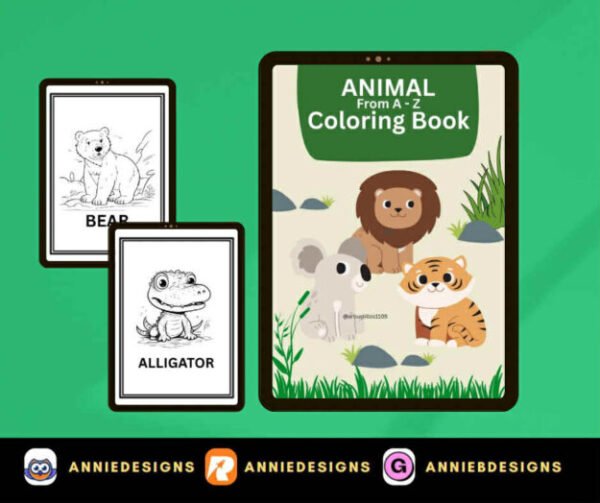 Animal Coloring Book from A-Z (27pages printables) | By: Annie Bustillos @anniedesigns