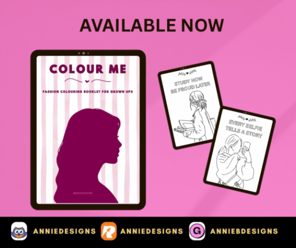 Fashion Colouring Booklet for Grownups (20pages printable) | By: Annie Bustillos @anniedesigns
