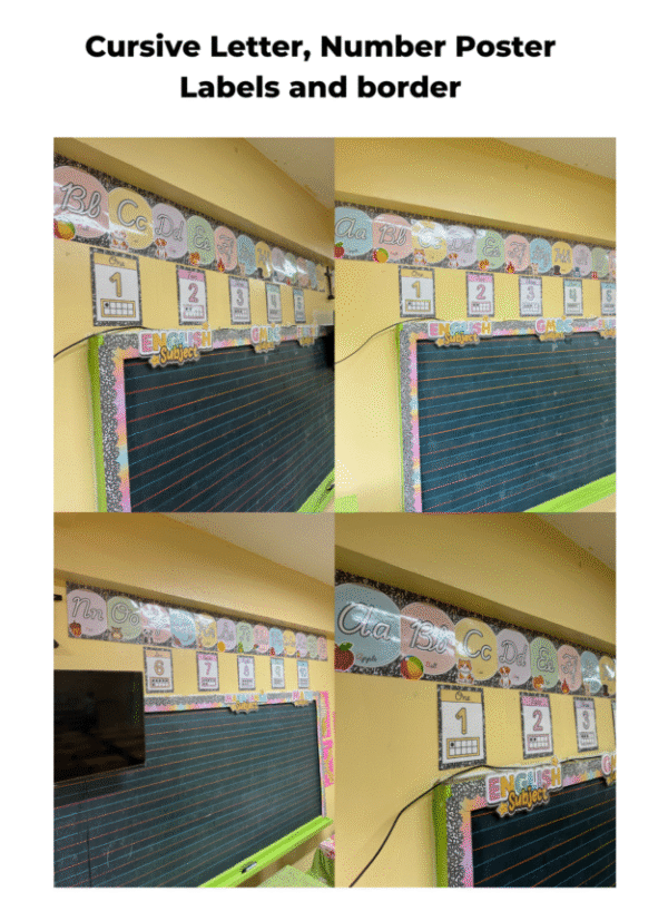 Cursive letter, Number Poster, Labels, and borders