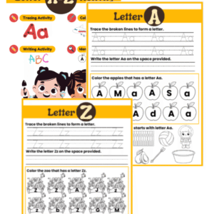 Letter A-Z Activity Sheets (Trace, Write, Color and Identify)