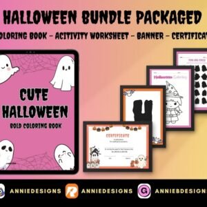 Halloween Bundle Package (Coloring Book-Worksheet Activities-Banner-Certificate) | By: Annie Bustillos @anniedesigns
