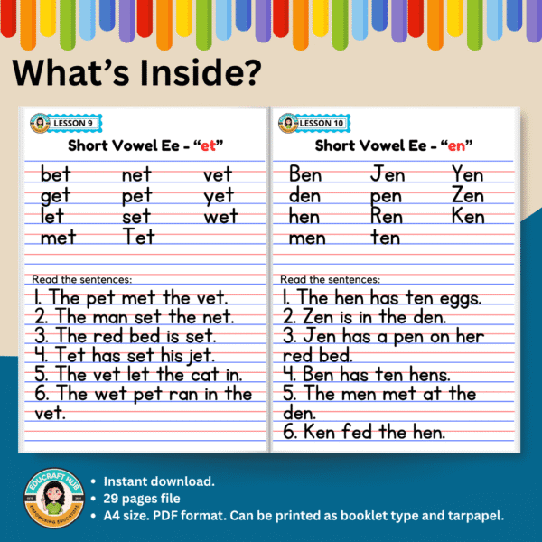 SHORT VOWELS (CVC) - WORDS AND SENTENCES - Image 3