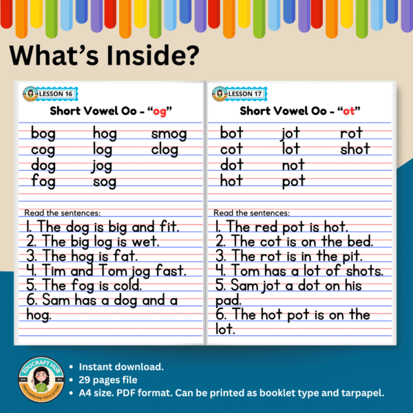 SHORT VOWELS (CVC) - WORDS AND SENTENCES - Image 4