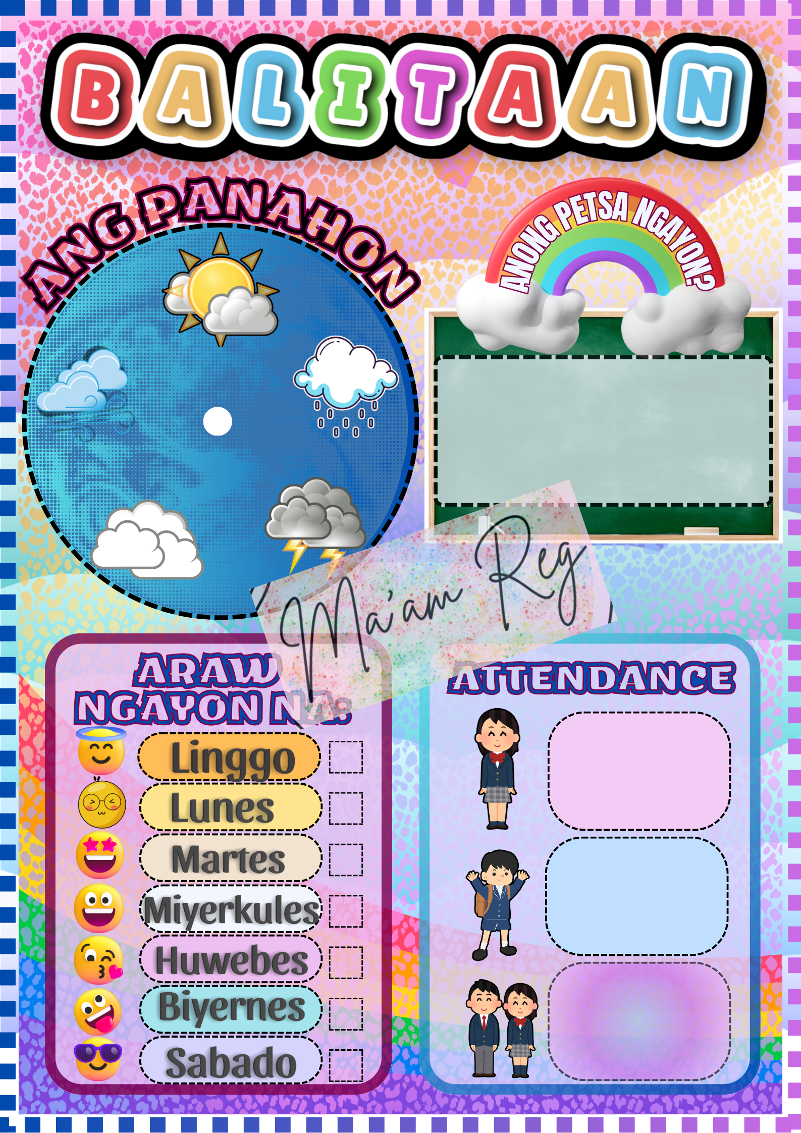 🌤️🎒 BALITAAN: Interactive Daily Board for Kinder! 📅🌈Bisaya&Tagalog