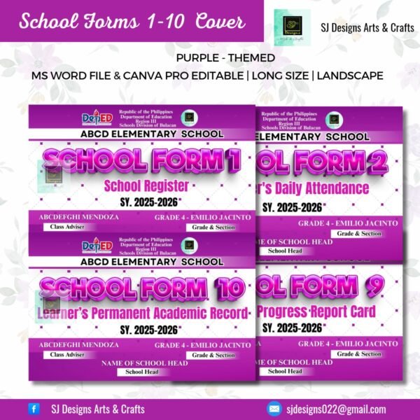 SCHOOL FORMS COVER TEMPLATE - PURPLE THEMED