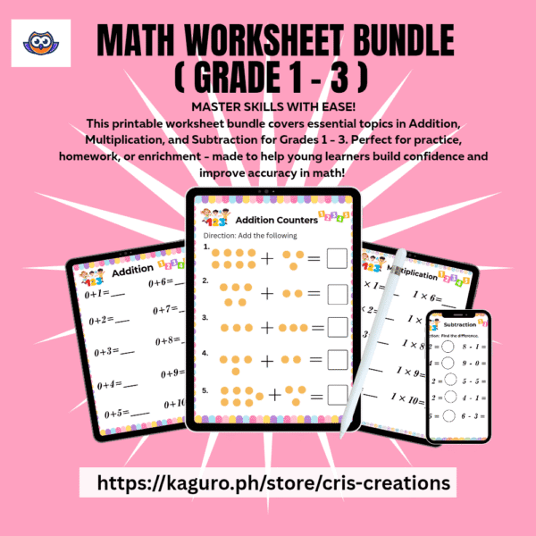Math Worksheet Bundle ( Grades 1 - 3 )