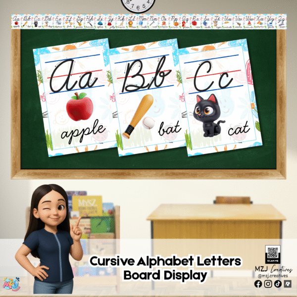 FREE Cursive Letters Alphabet for Board Display