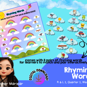 RHYMING WORDS INTERACTIVE CHART (MATATAG Curriculum, Reading and Literacy 1, Quarter 1, Week 1)