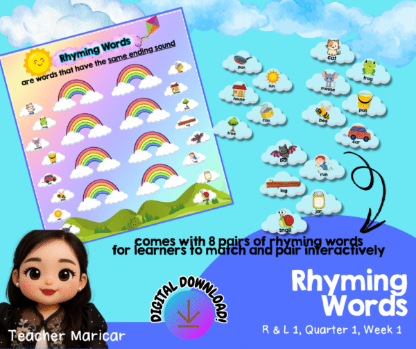 RHYMING WORDS INTERACTIVE CHART (MATATAG Curriculum, Reading and Literacy 1, Quarter 1, Week 1)