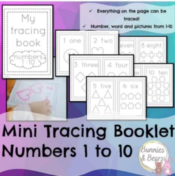 Mini tracing Booklet Numbers 1 to 10