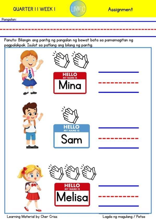 ACTIVITY WORKSHEET ASSIGNMENT