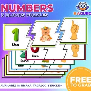 FREE - Numbers - 3 Blocks Puzzles - English, Tagalog and Bisaya