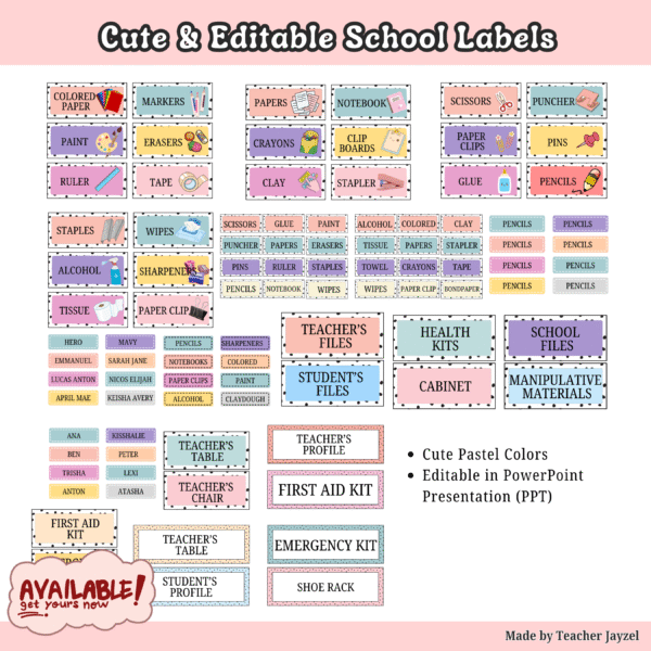 SCHOOL SUPPLIES LABELS