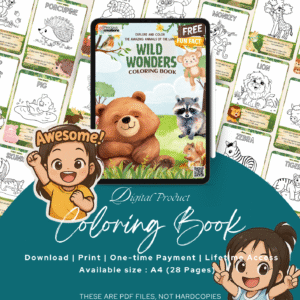 Wild Wonders (Land Animals) Coloring Book & Cool Trivia| Printable for Kids