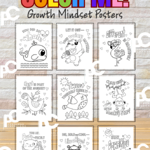 Growth Mindset Coloring Pages / No-Prep Wall Art Activity Decor for Kids