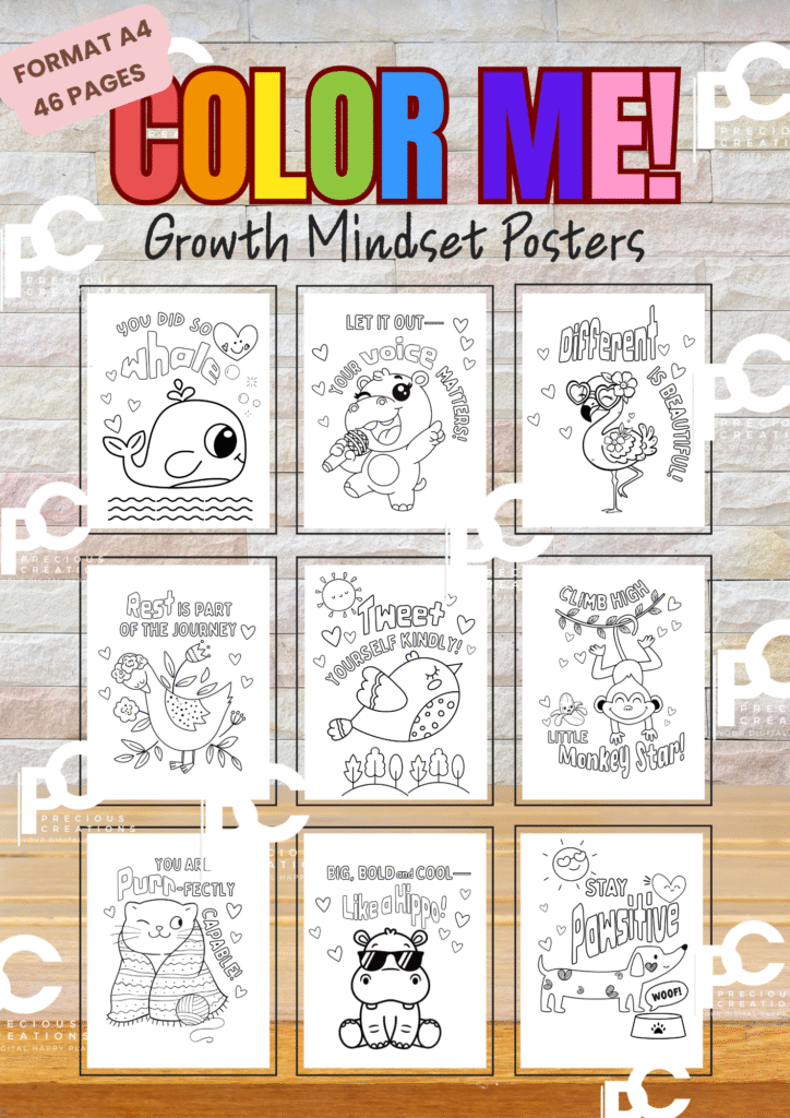 Growth Mindset Coloring Pages / NoPrep Wall Art Activity Decor for