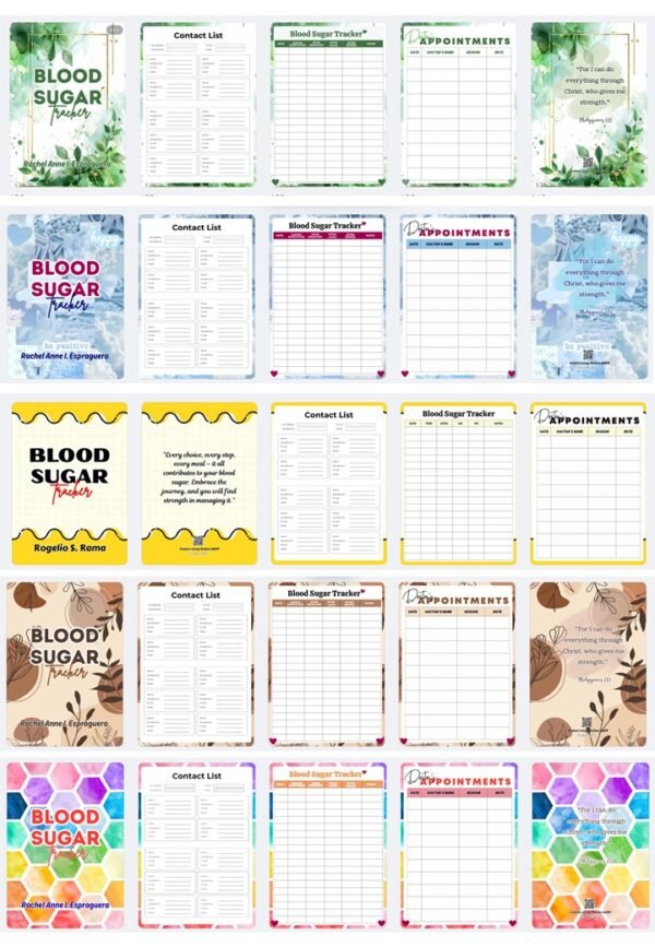BLOOD SUGAR TRACKER EDITABLE CANVA TEMPLATE