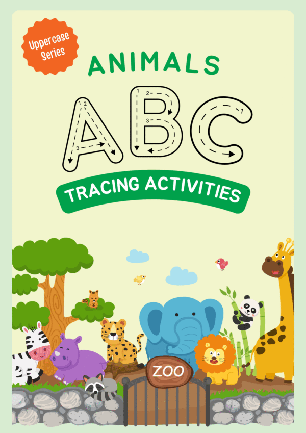 Cute Animals Alphabet Uppercase Tracing Activity