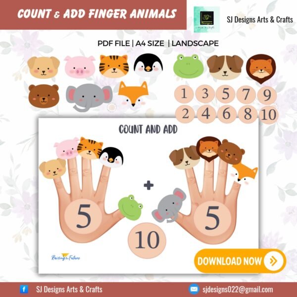 COUNT AND ADD FINGER ANIMALS