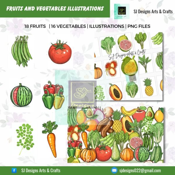 FRUITS AND VEGETABLES ILLUSTRATIONS