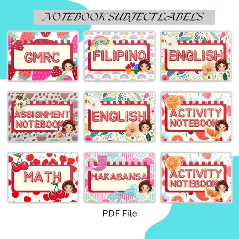Subject Notebook Labels - Kaguro Ph