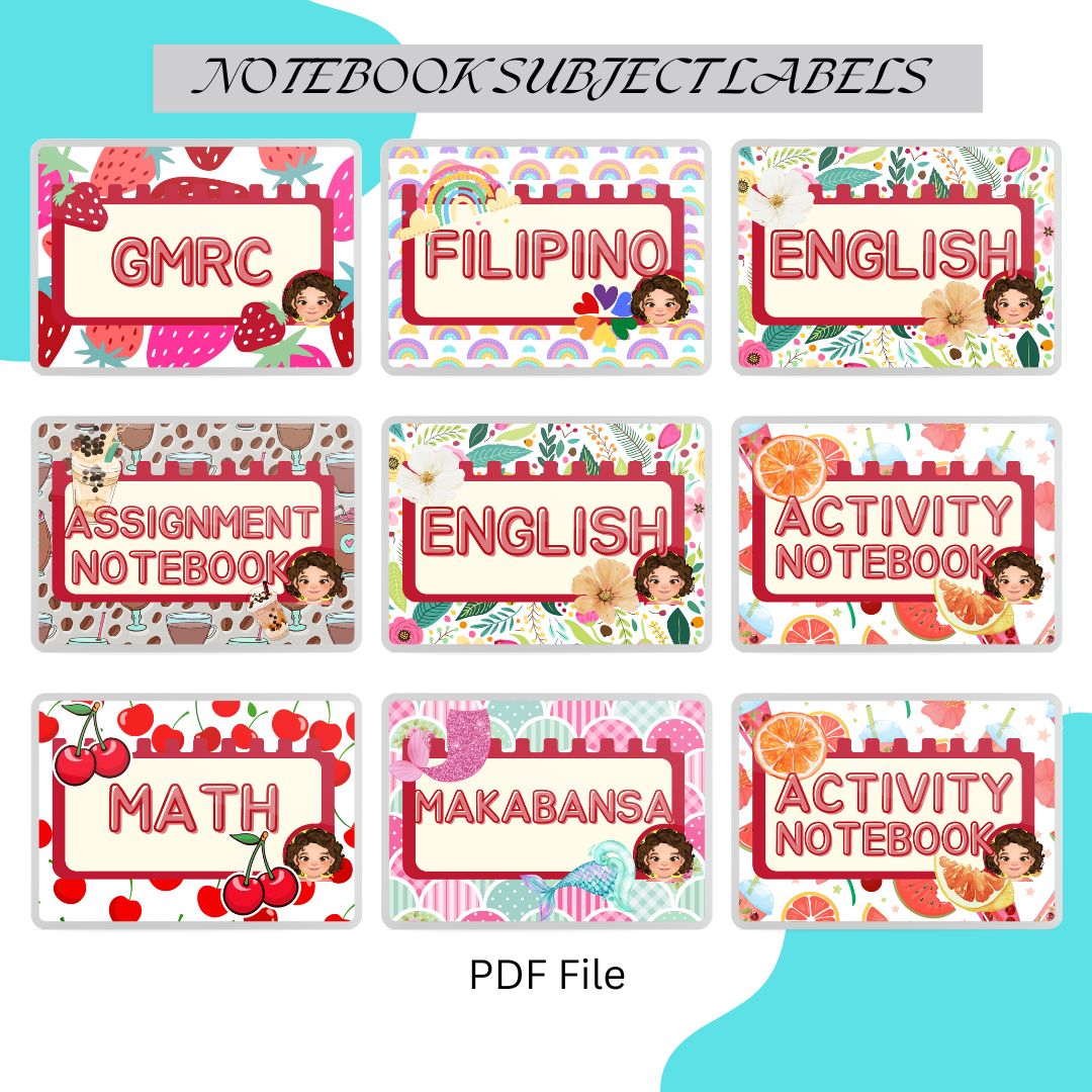 Subject Notebook Labels Kaguro Ph