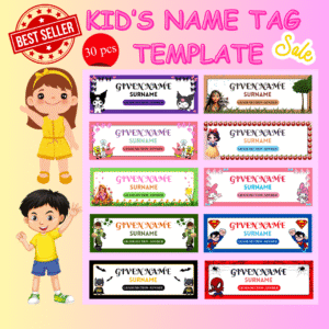 Kid's name tag template