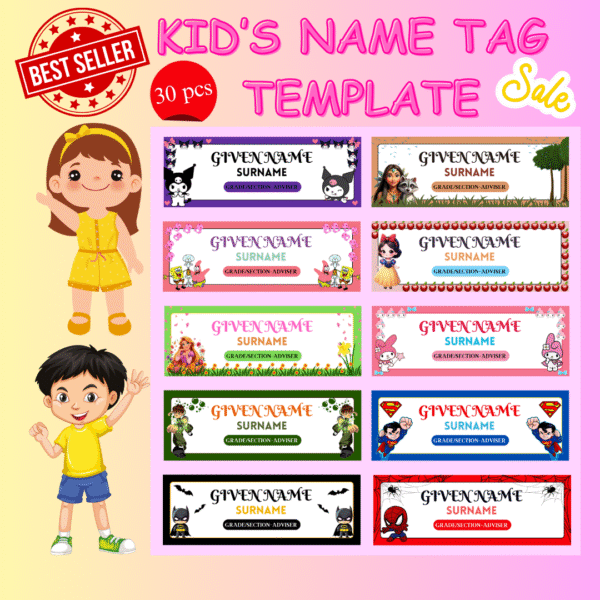 Kid's name tag template