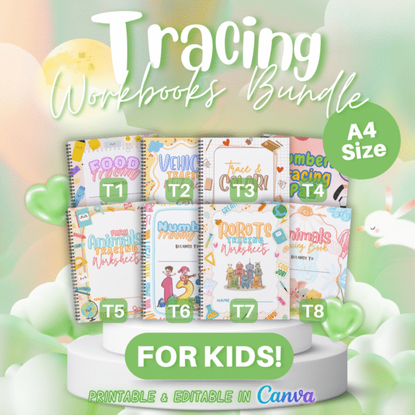 Tracing Workbook Bundle for Kids | Printable & Customizable with Resell Rights (Canva Pro⭐)