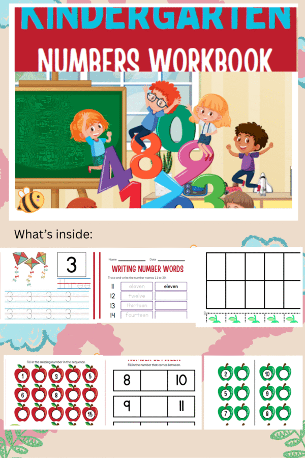 KINDERGARTEN NUMBERS 1-20 WORKBOOK (44pages)