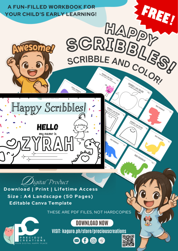 Happy Scribbles! —Scribble & Color | Preschool & 2.5yrs old + Printables