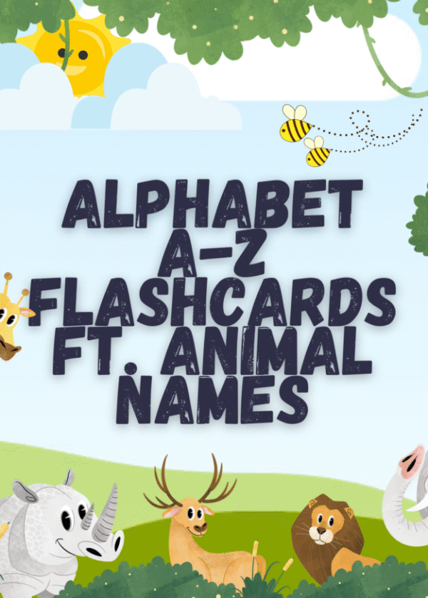 Alphabet A-Z Flashcards featuring Animal Names