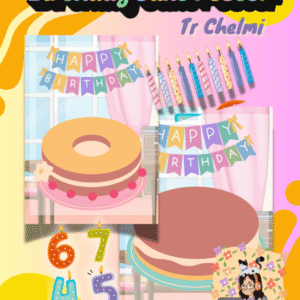 Birthday Cake Poster with Candles A4 Size