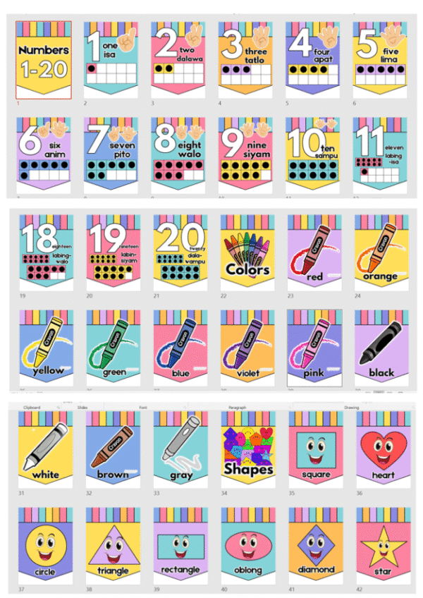 NUMBERS 1-20, SHAPES & COLOR FLASHCARDS