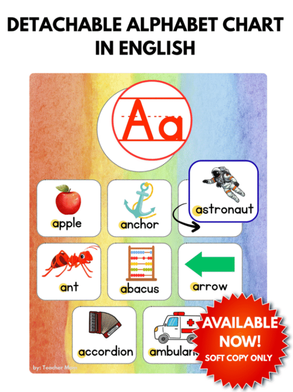 DETACHABLE ALPHABET CHART IN ENGLISH