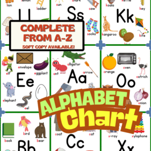 ENGLISH ALPHABET CHART COMPLETE FROM A-Z