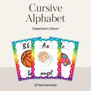 Cursive Alphabet for Classroom Décor
