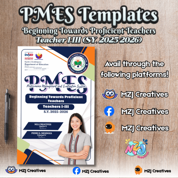 Editable PMES Portfolio Template for Beginning Towards Proficient Teachers (Teacher I–III) SY 2025–2026 | 6 Themed Designs with KRA & Objective Dividers | Digital Download - Image 4