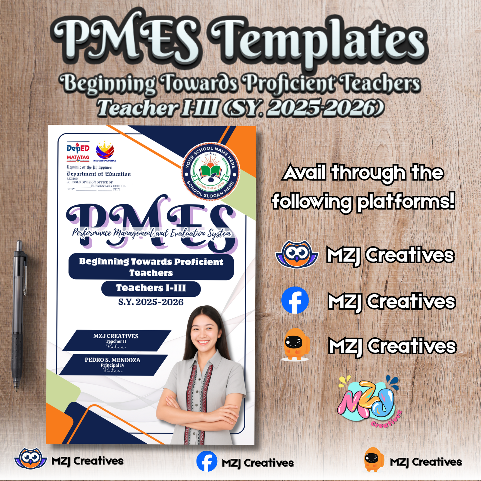 Editable PMES Portfolio Template for Beginning Towards Proficient Teachers (Teacher I–III) SY 2025–2026 | 6 Themed Designs with KRA & Objective Dividers | Digital Download - Image 4