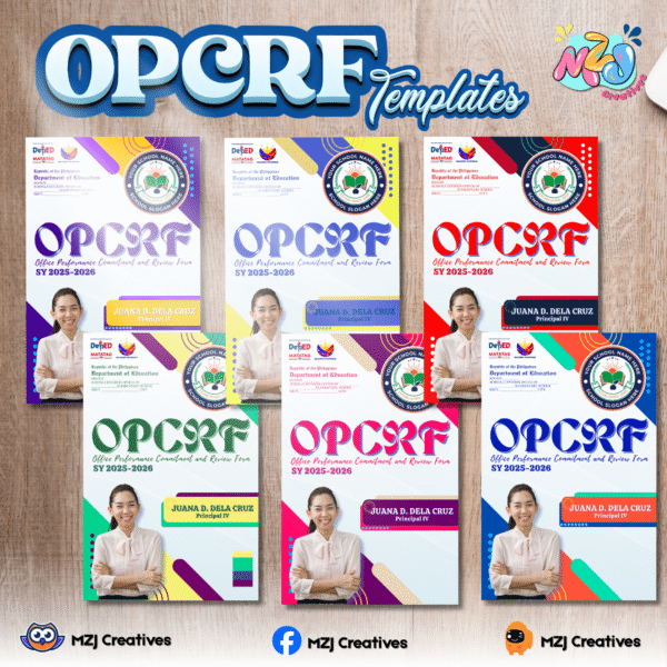 Editable OPCRF Template Bundle for Principals – 6 Themed Office Performance Commitment and Review Form Templates (Digit