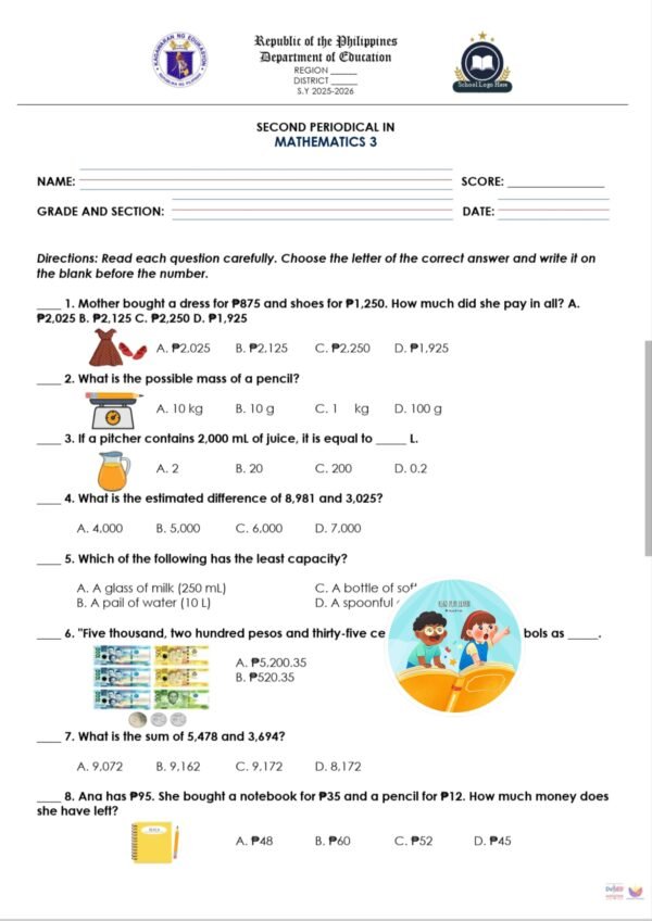📝 Grade 3 Periodical Test Quarter 2 - Image 4